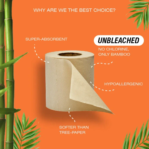 Beco Toilet Roll 6 Rolls , 160 Pulls (Unbleached, Made With Bamboo)