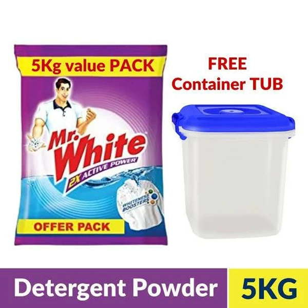 Mr White Detergent Powder 5kg + FREE CONTAINER