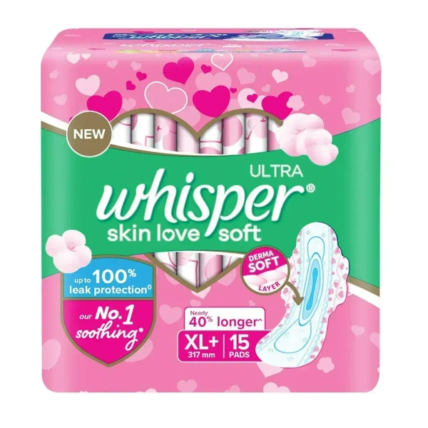 Whisper Ultra Soft XL+ (317mm) - 15 pads
