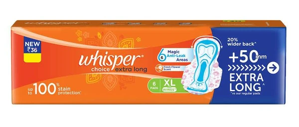 Whisper Choice Extra Long 6 Pads