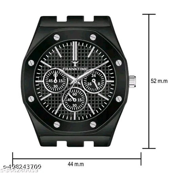 Black Chain Solid Round Analog Wrist Watch for Men