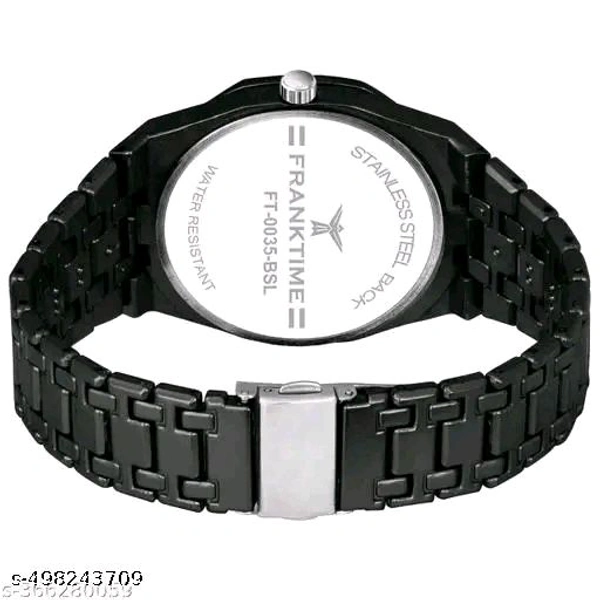 Black Chain Solid Round Analog Wrist Watch for Men