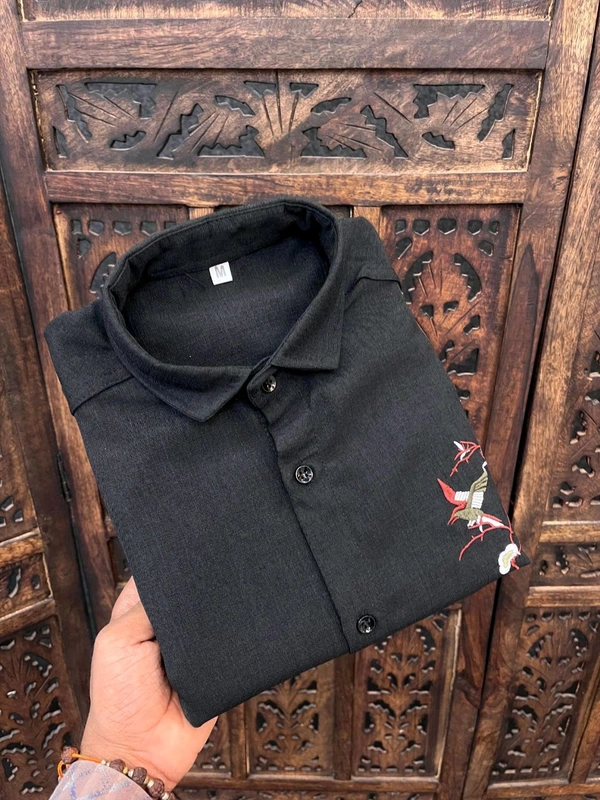 LivoWear Men Regular Fit Curved Collor shirt - Black, XL