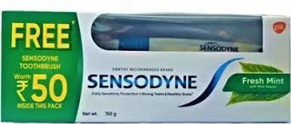 SENSODYNE FRESH MINT PASTE WITH BRUSH 150 GM - 150 GM, Green
