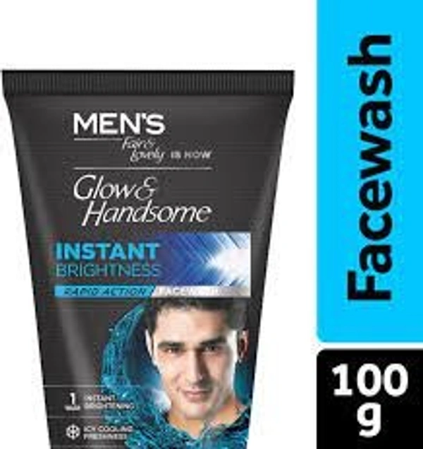 MENS GLOW AND HANDSOME INSTANT FACE WASH - 100 GM, BLACK