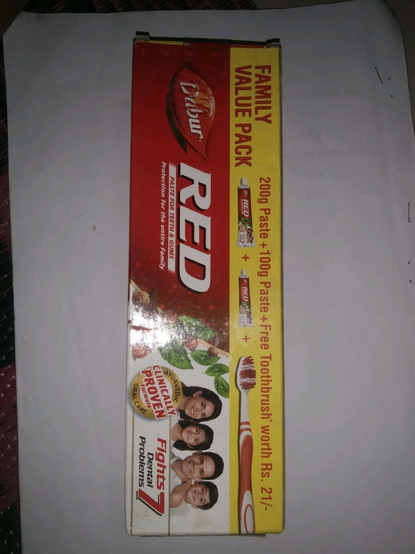 DABUR RED 200GM+100GM+BRUSH FREE - Red, 300GM+BRUSH FREE