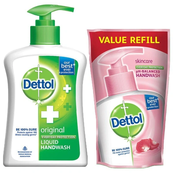 DETTOL HAND WASH 200ML +175 ML POUCH FREE - Blue