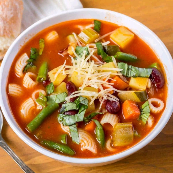 Rustic Minestrone with Parmesan & Crostini