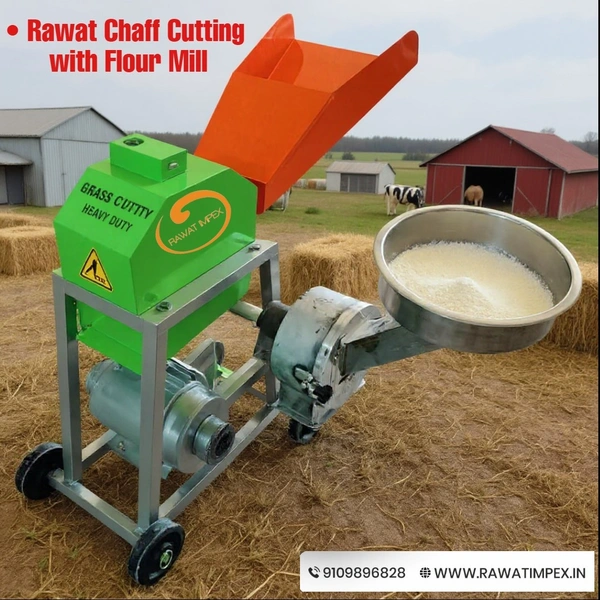 Rawat Chaff Cutting Machine with Chakki (Flour-Mill) – Dual-Purpose Fodder & Flour Solution! 🌾