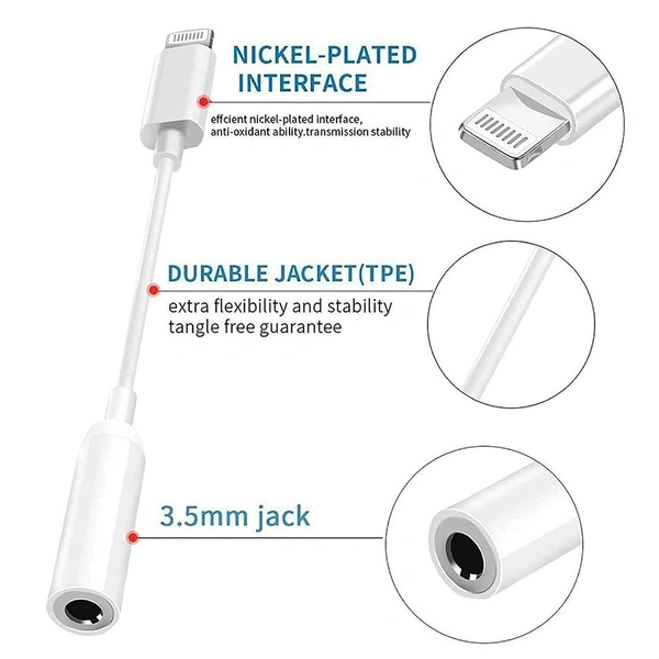 3.5 mm Headphone Jack Adapter Connector Only Supported Music Control Audio Adapter for Phone Xs