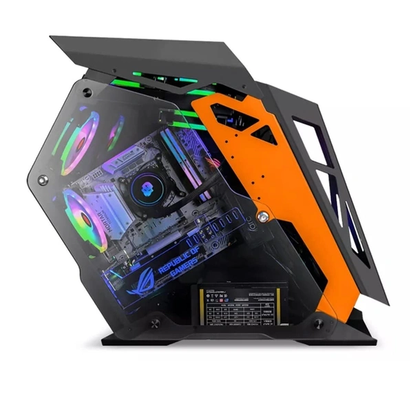 ENTWINO Warrior, Premium Gaming Cabinet, CPU Case Supports 7 RGB Fans, USB 3.0, Tempered Glass Panels, Heavy Duty Metal Frame, Only Case Without RGB Fans & Power Supply