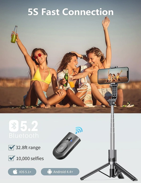 61 Inch Selfie Stick Tripod, Extendable To 61 Inche Tripod Stand With Wireless Remote