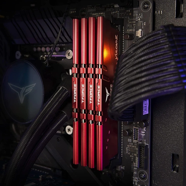 eamGroup T-Force Vulcan Z 16GB 3600MHz (3600MT/s) CL18 Red DDR4 UDIMM Desktop Gaming Memory, Metal Heatsink, Supports XMP 2.0, Compatible with Intel/AMD CPU, High Performance, Low Latency RAM Module - 16GB