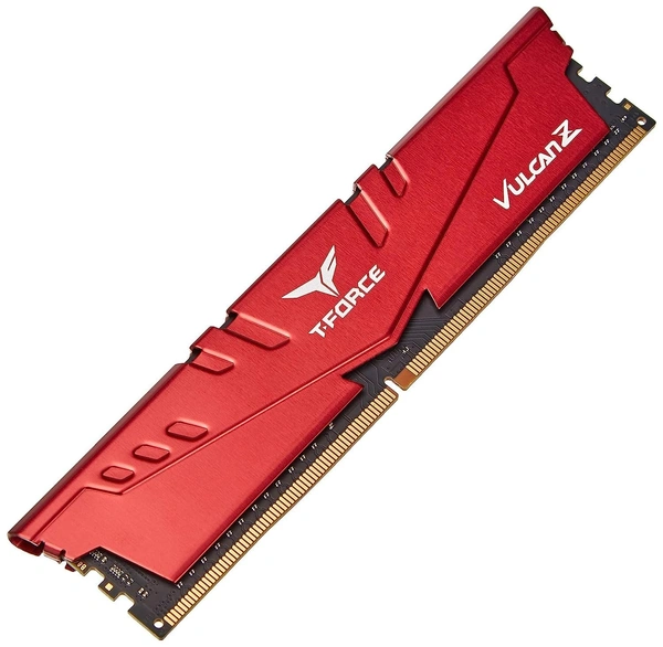 TeamGroup T-Force Vulcan Z 16GB 3200MHz (3200MT/s) CL16 Red DDR4 UDIMM Desktop Gaming Memory, Metal Heatsink, Supports XMP 2.0, Compatible with Intel/AMD CPU, High Performance, Low Latency RAM Module - 16GB