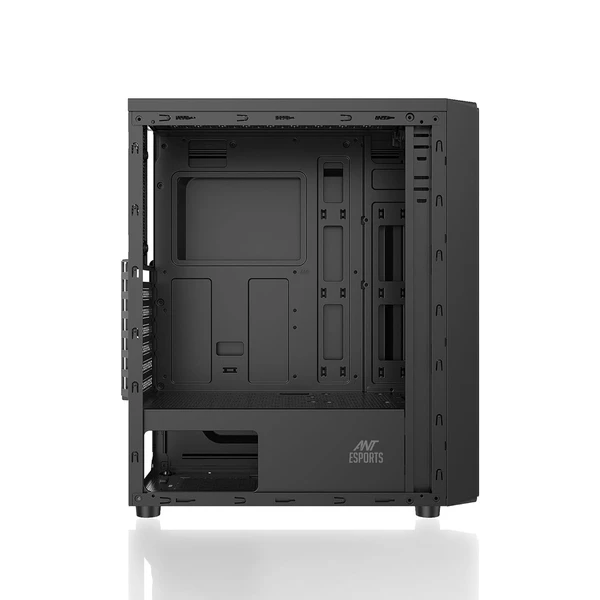 Ant Esports Elite 1100 Mid-Tower Computer Case/Gaming Cabinet - Black | Support ATX, M-ATX, ITX | Pre- Installed 3 x 120mm Front and 1 x 120mm Rear Rainbow Fans - Black