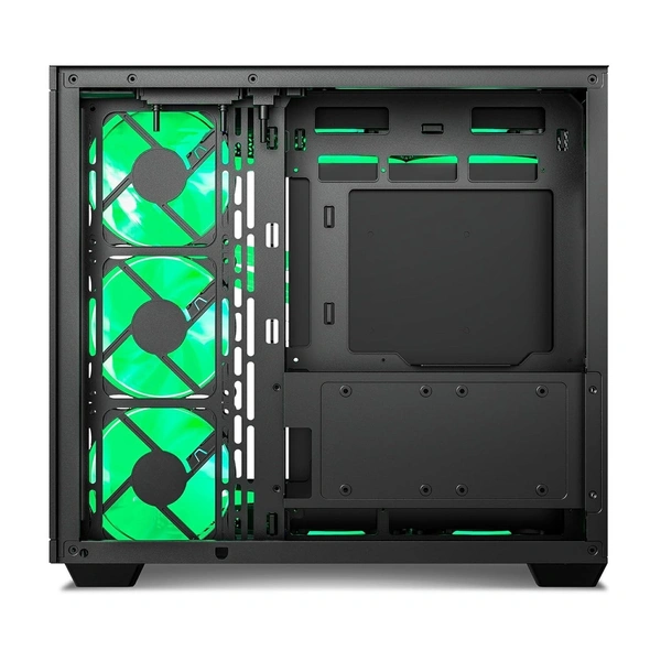 Ant Esports Crystal X11 Mid-Tower High End Computer Case/Gaming Cabinet - Green Black | Support ATX, Micro-ATX, Mini-ITX | Pre-Installed 4 x 120 mm ARGB Fan