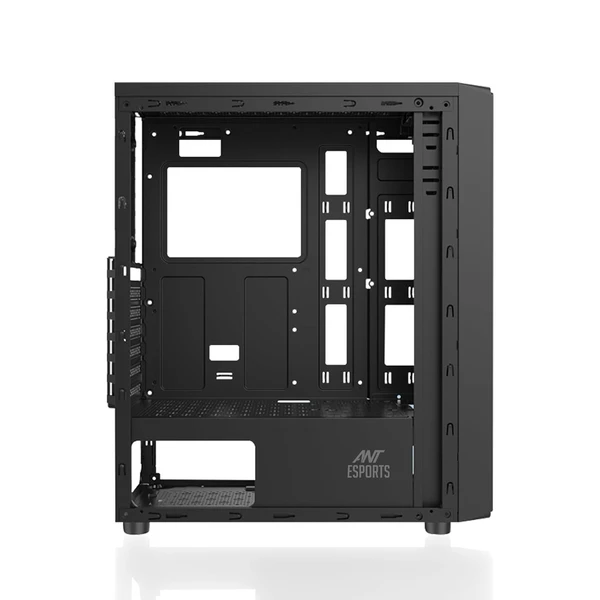 Ant Esports Elite 1100 Mid-Tower Computer Case/Gaming Cabinet - Black | Support ATX, M-ATX, ITX | Pre- Installed 3 x 120mm Front and 1 x 120mm Rear Rainbow Fans - Black