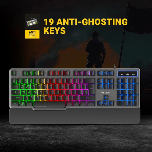 Ant Esports KM500 Pro Backlit Gaming Membrane Keyboard-19 Anti GhostingKeys I Braided Cable with Rubberised Coating and 3200 DPI Optical Sensor I LED Backlit Scroll Wheel Mouse Combo