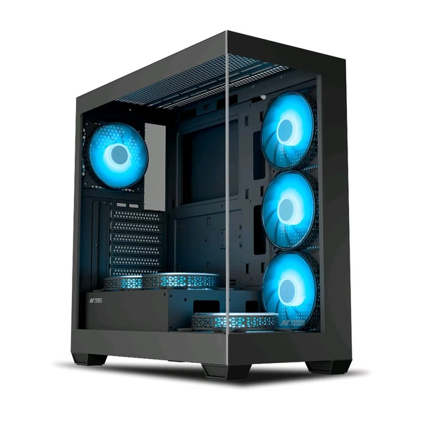 Ant Esports Crystal X7 ATX Computer Case/Gaming Cabinet with Type-C – Black