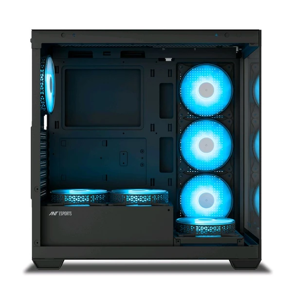 Ant Esports Crystal X7 ATX Computer Case/Gaming Cabinet with Type-C – Black - Black