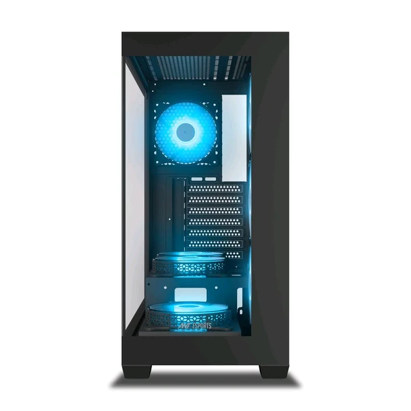 Ant Esports Crystal X7 ATX Computer Case/Gaming Cabinet with Type-C – Black - Black