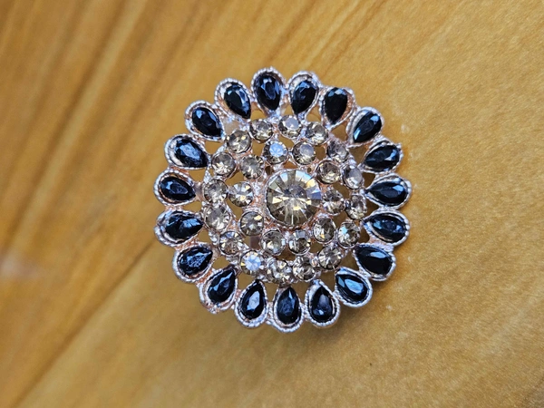 Adjustable Pearl Ring With Stone Detailing | Available in Multiple Colours - Black