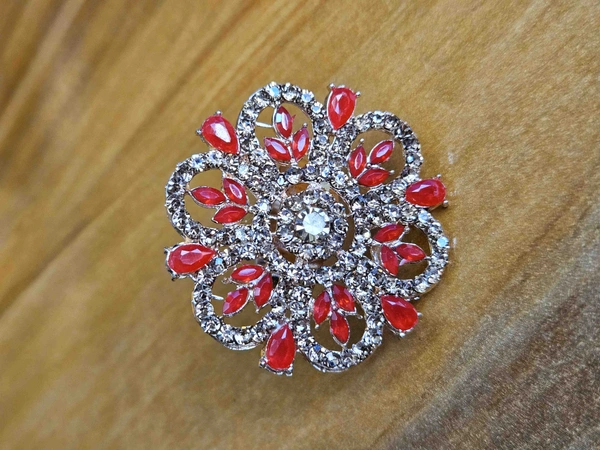 Adjustable Pearl Ring With Stone Detailing | Available in Multiple Colours - Red