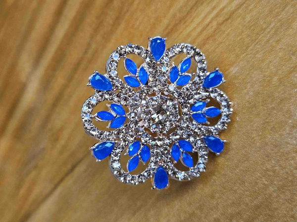 Adjustable Pearl Ring With Stone Detailing | Available in Multiple Colours - Blue