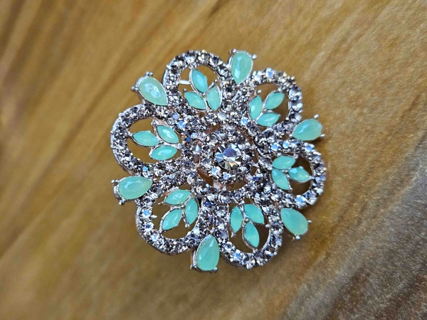 Adjustable Pearl Ring With Stone Detailing | Available in Multiple Colours - Mint Green