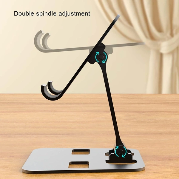 Aluminum Cell Phone Stand, Phone Holder for Desk, Thick Case Friendly Foldable Portable Stand Compatible with All Mobile