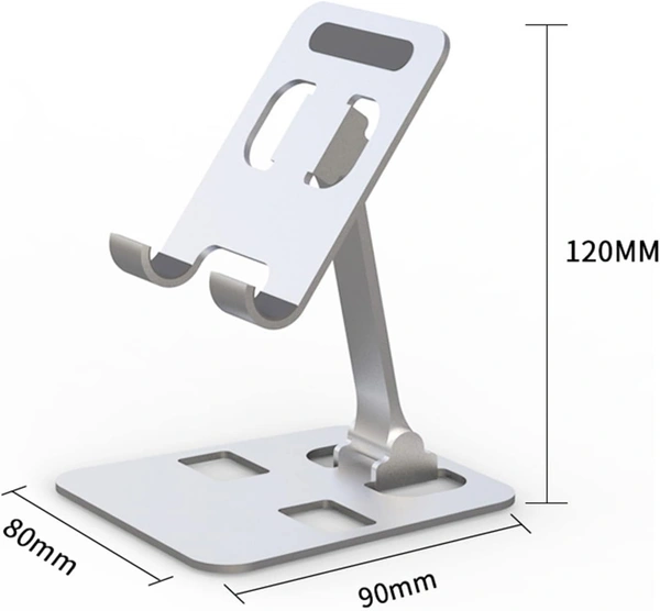 Aluminum Cell Phone Stand, Phone Holder for Desk, Thick Case Friendly Foldable Portable Stand Compatible with All Mobile