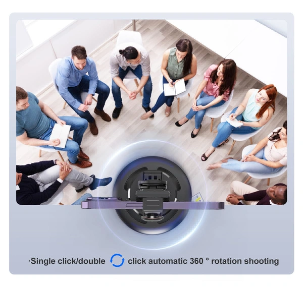 Auto Face Tracking Tripod, 360° Rotation Mobile Holder for Smart Video & Photo Shooting with Remote, No App Needed, Gimbal Stabilizer with Gesture Control for Vlog, Streaming & Video Recording - Black