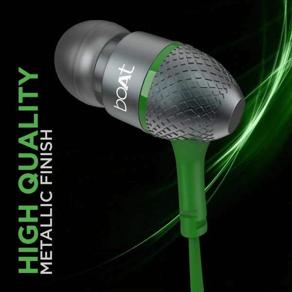 boAt Bass Heads 225 in-Ear Wired Headphones with Mic (Forest Green)
