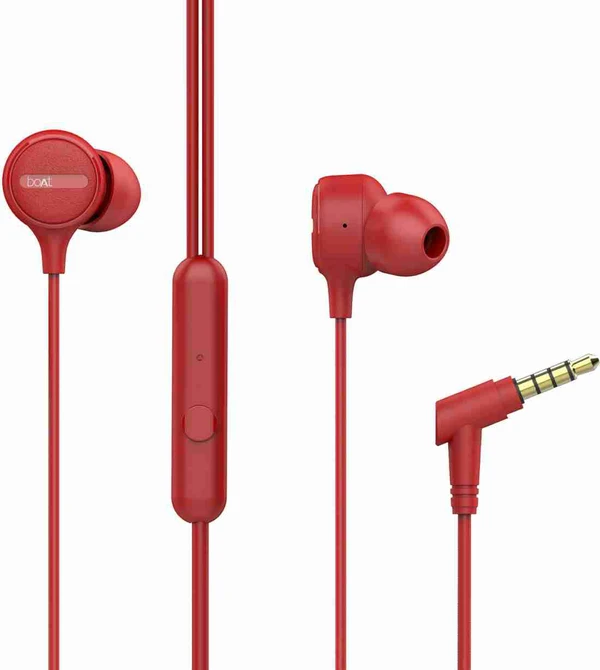 boAt Bassheads 103 Red Wired Headset (Red, In the Ear)