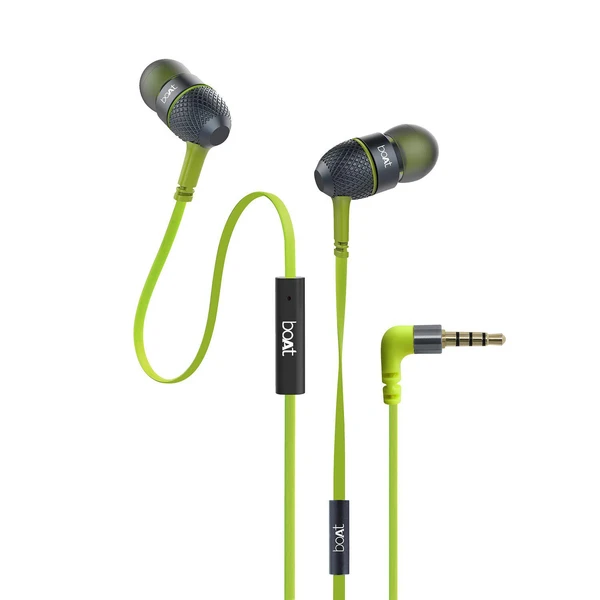 boAt Bassheads 220 Wired in Ear Earphone with Mic (Indi Lime)