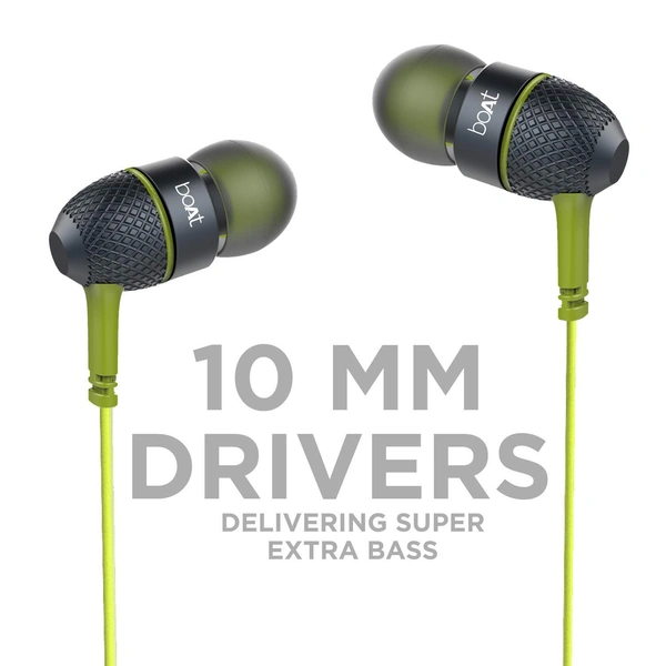 boAt Bassheads 220 Wired in Ear Earphone with Mic (Indi Lime)