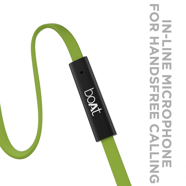 boAt Bassheads 220 Wired in Ear Earphone with Mic (Indi Lime)