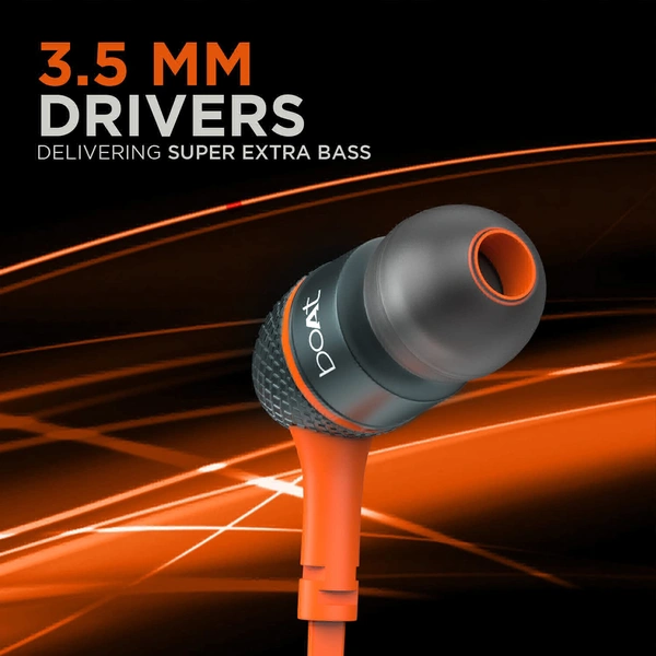 boAt Bassheads 220 Wired in Ear Earphone with Mic(Fiery Orange Indi)