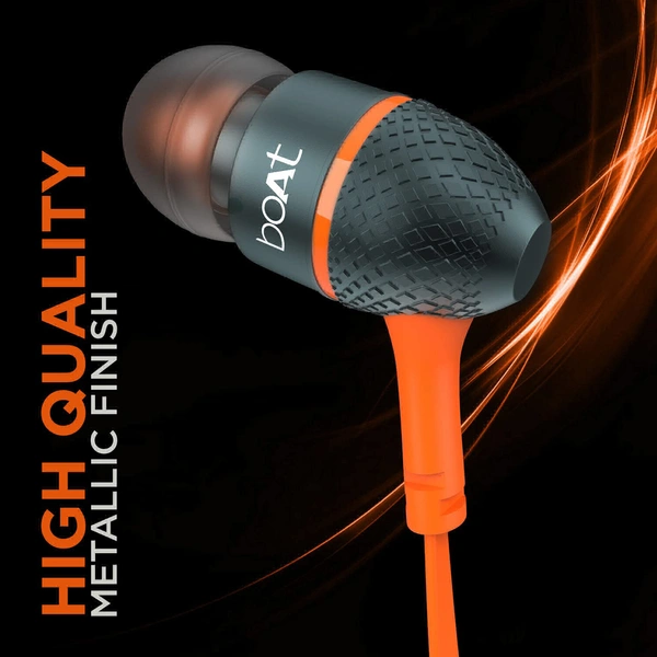boAt Bassheads 220 Wired in Ear Earphone with Mic(Fiery Orange Indi)