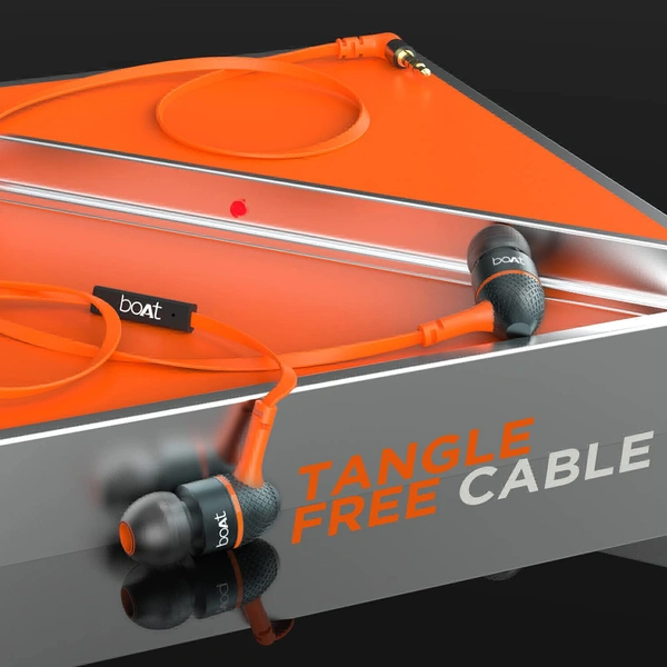 boAt Bassheads 220 Wired in Ear Earphone with Mic(Fiery Orange Indi)