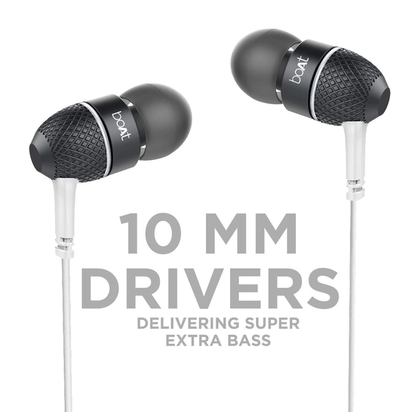 boAt Bassheads 220 Wired in Ear Earphones with Inline Mic(Frosty White) - White