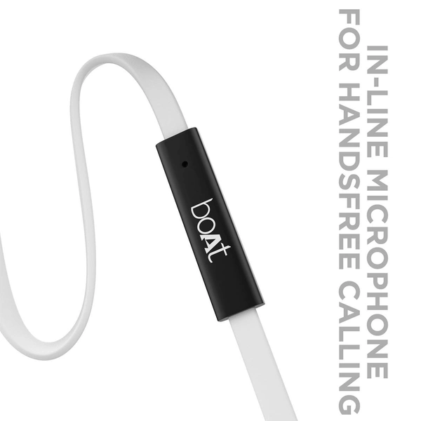 boAt Bassheads 220 Wired in Ear Earphones with Inline Mic(Frosty White) - White