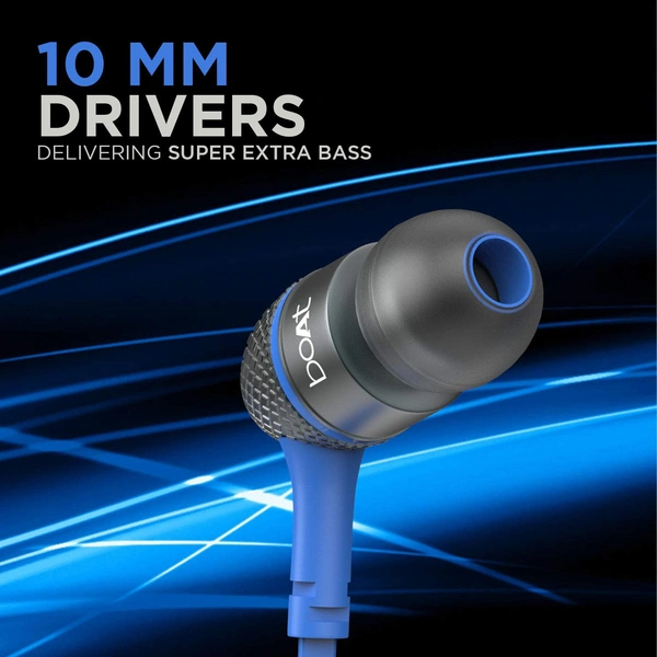 boAt BassHeads 225 Special Edition in-Ear Wired Headphones with Mic (Blue - Blue