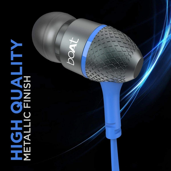 boAt BassHeads 225 Special Edition in-Ear Wired Headphones with Mic (Blue - Blue