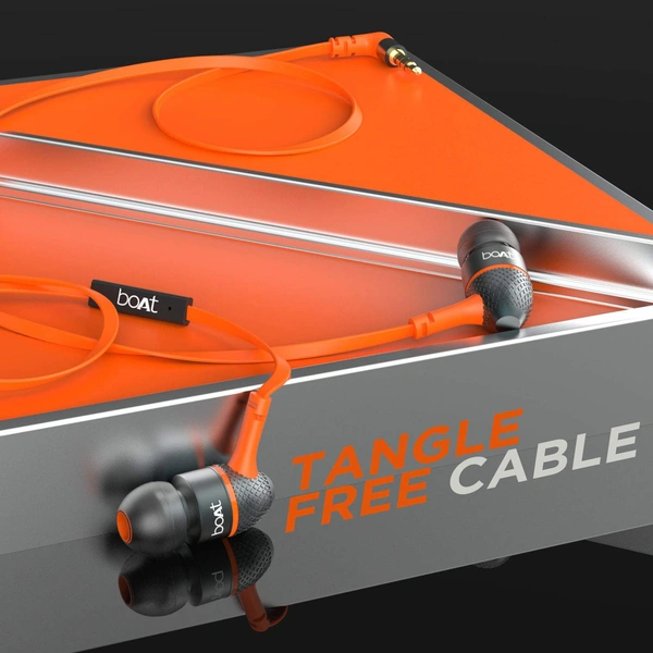 boAt Bassheads 225 Wired in Ear Earphone with Mic (Fiery Orange Indi)