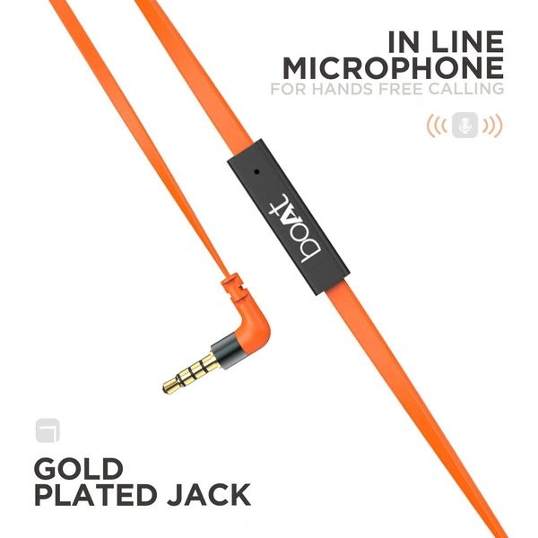 boAt Bassheads 225 Wired in Ear Earphone with Mic (Fiery Orange Indi)