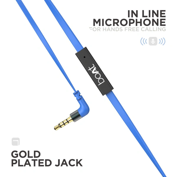boAt Bassheads 225 Wired in Ear Earphone with Mic (Red) - Blue