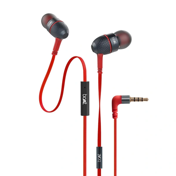 boAt Bassheads 225 Wired in Ear Earphone with Mic (Red) - Red