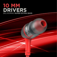 boAt Bassheads 225 Wired in Ear Earphone with Mic (Red) - Red