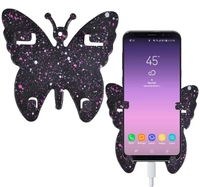 Butterfly Wall Mount Mobile Holder Wall Mount Phone Stand Compatible with All Smart Phones Wall Mount Mobile Phone Charging Stand - Black